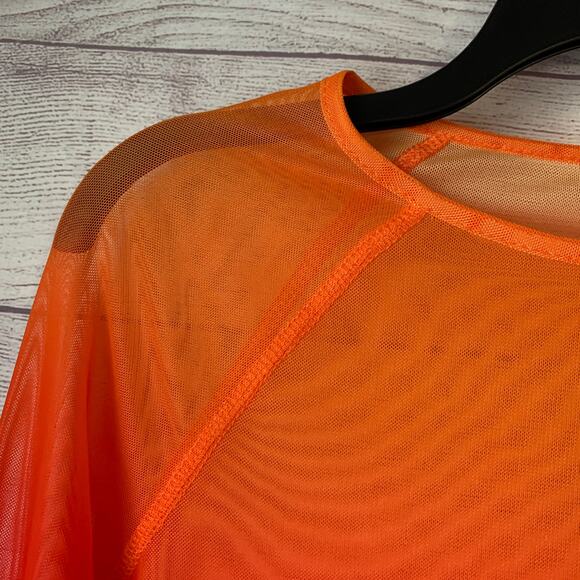 Kate Kasin Orange and Purple Ombre Sheer Mesh Long Sleeve Shirt Rave Swim Cover - Picture 10 of 16